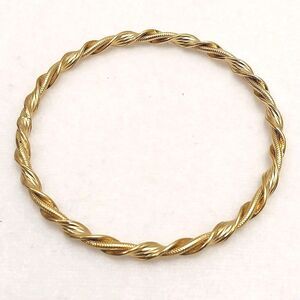 Vintage Gold Tone Rope Twist Bangle Bracelet Retro #J218